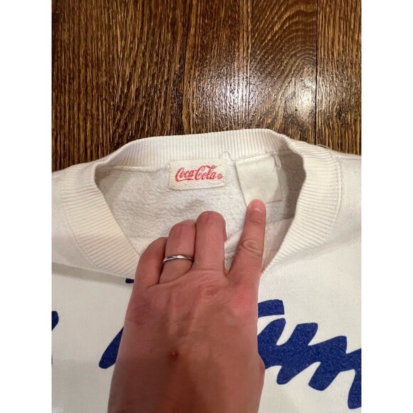 Vintage 90s/Y2K Coca Cola Crewneck Sweatshirt Men's M White Varsity - Picture 2 of 3